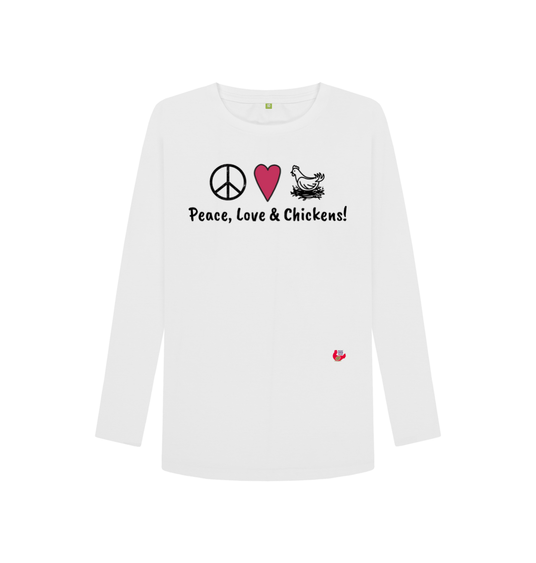 White Printed Long Sleeve T Shirt Front