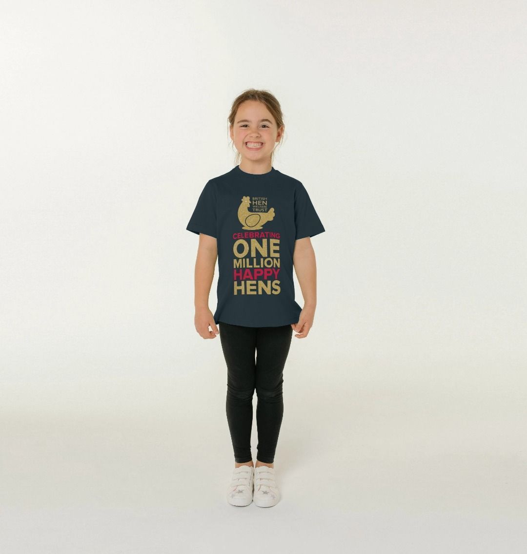 Kids Unisex Celebrating One Million Happy Hens T-Shirt in Navy