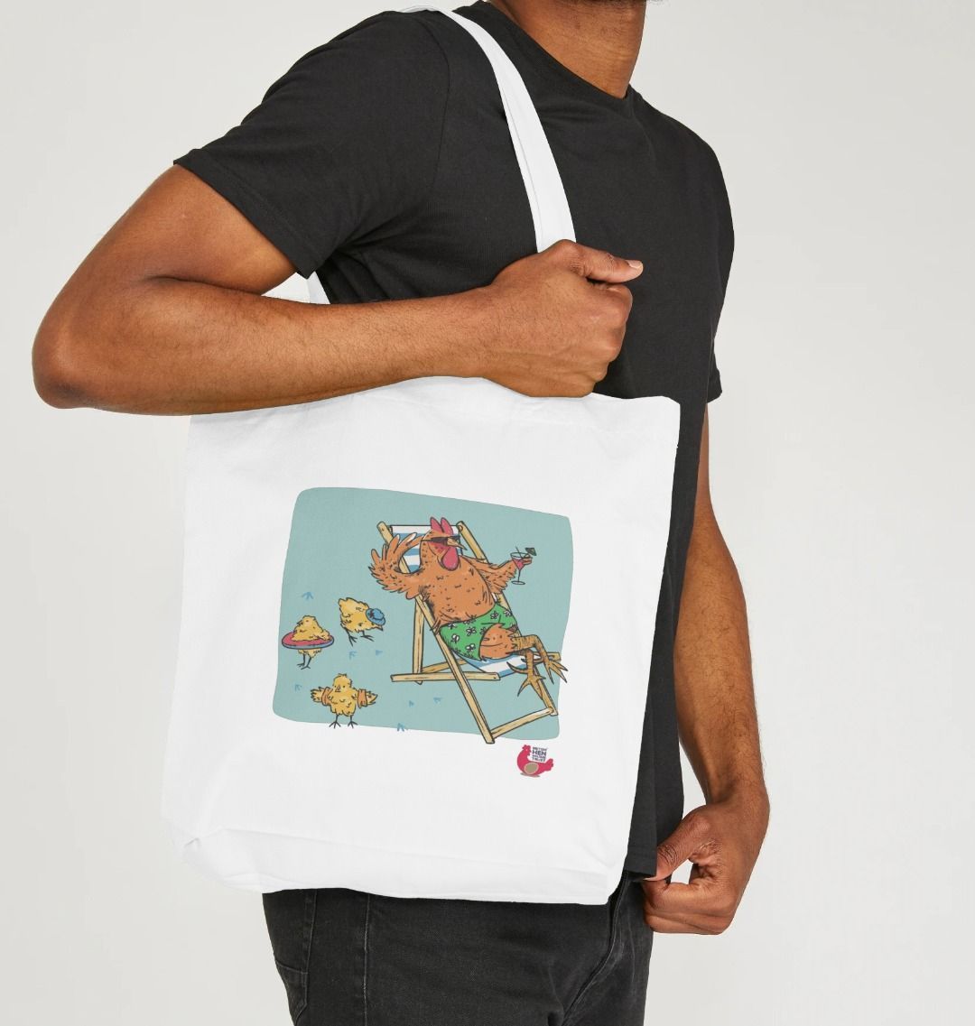 Cockerel Sunbathing Beach Tote Bag