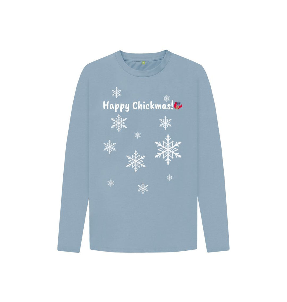 Kids Unisex Long Sleeve T-Shirt - Happy Chickmas! Snowflakes