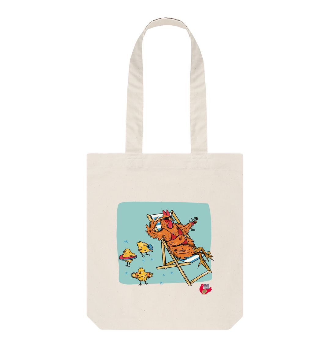 Natural Hen Sunbathing Tote Beach Bag
