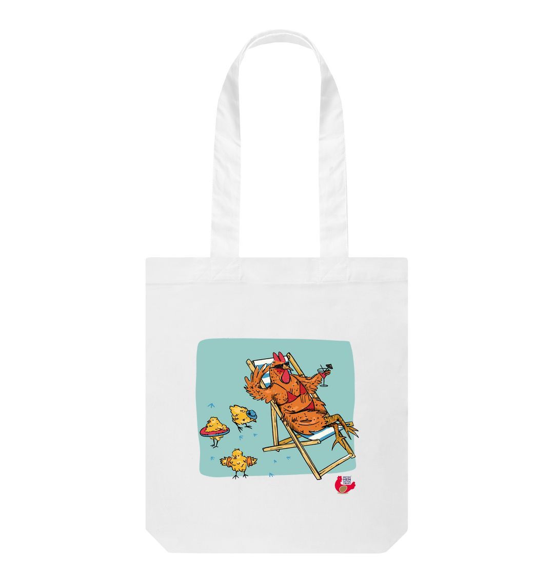 White Hen Sunbathing Tote Beach Bag