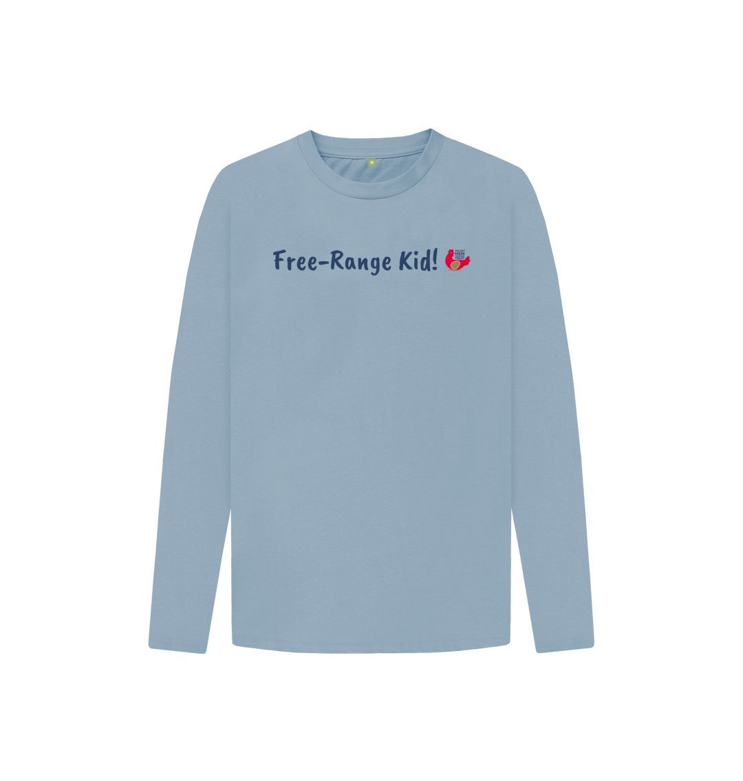 Stone Blue Free-Range Kid! Kids Unisex Long Sleeve T-Shirt