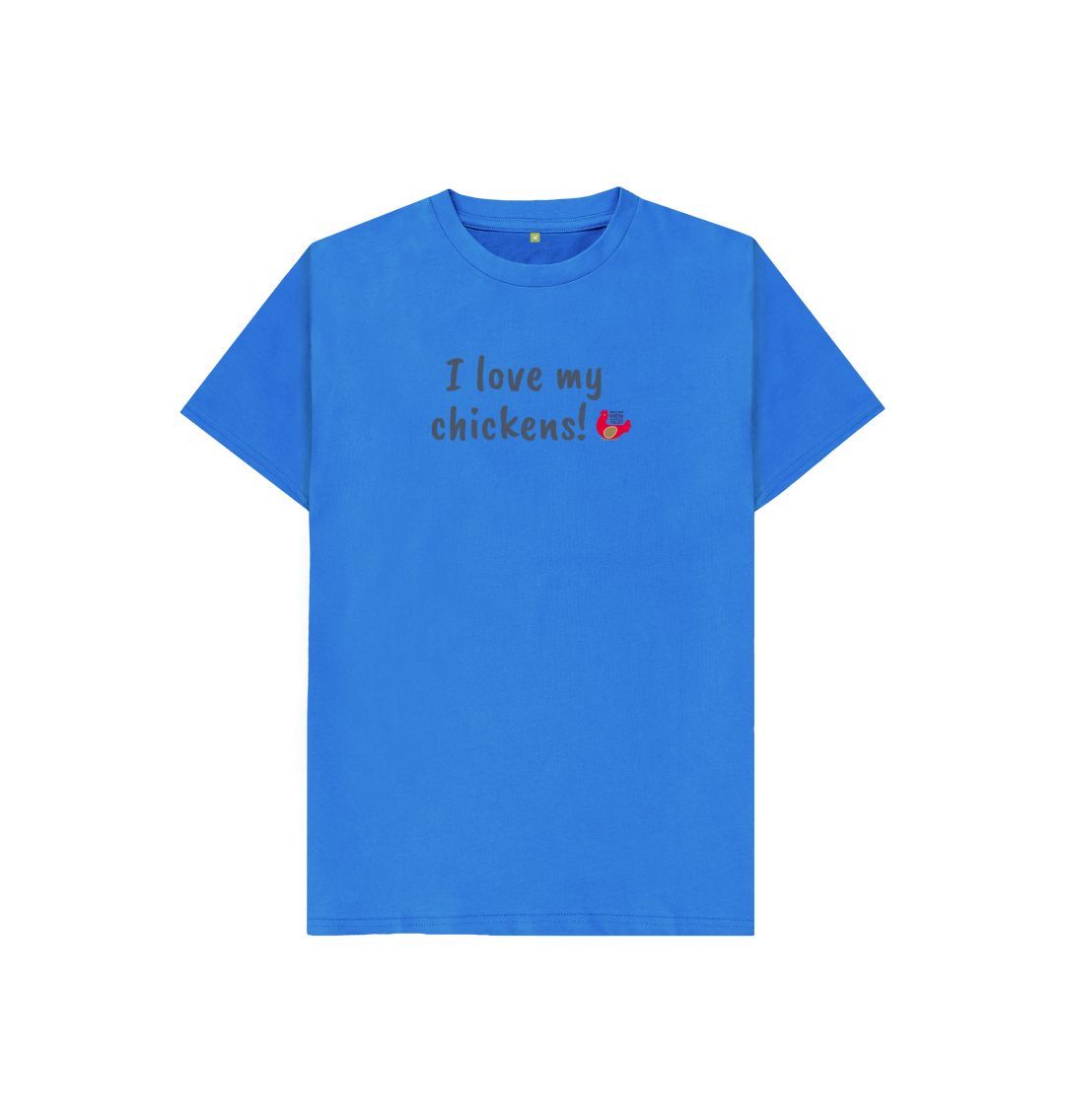 Bright Blue I love my chickens! Kids Unisex Short Sleeve T-Shirt