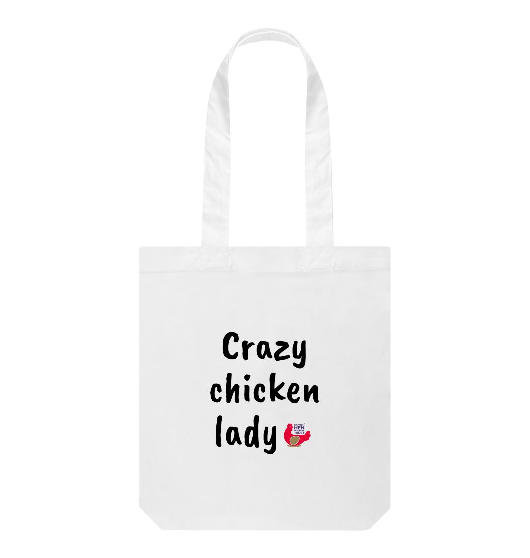 White Crazy chicken lady Tote Bag