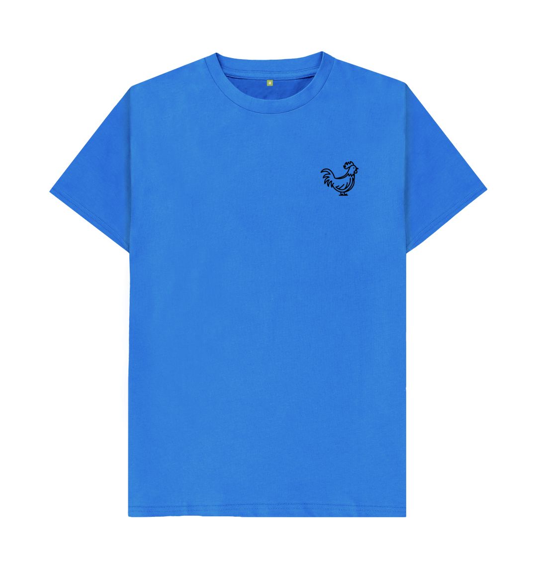 Bright Blue Cockerel Small Logo - Black